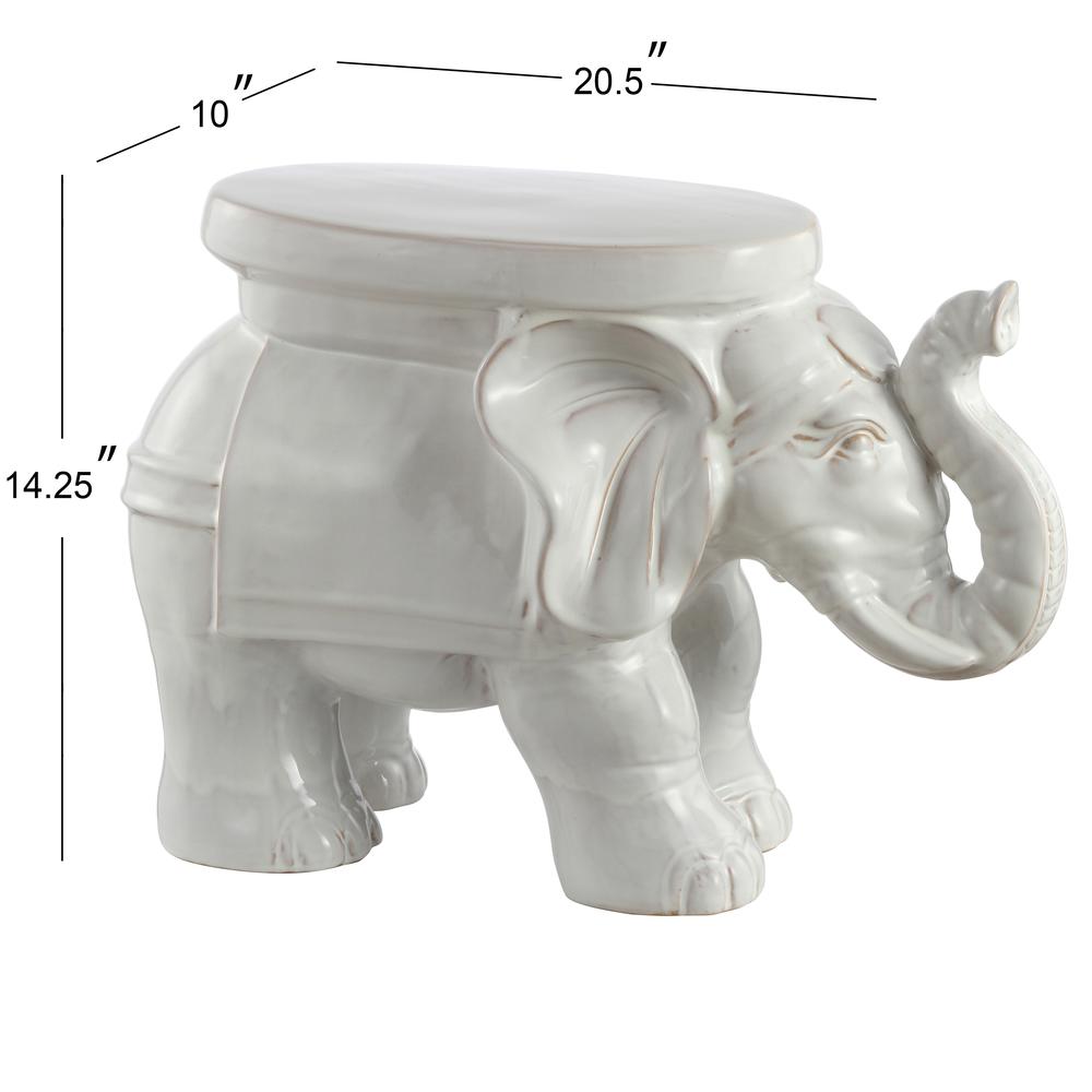 White Elephant Ceramic Garden Stool. Picture 4