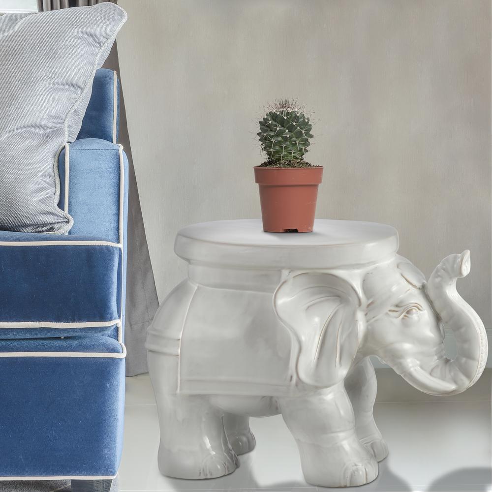 White Elephant Ceramic Garden Stool. Picture 2