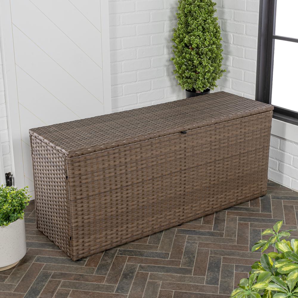 Nino Modern Minimalist Outdoor Faux Wicker Deck And Patio Storage Box. Picture 4