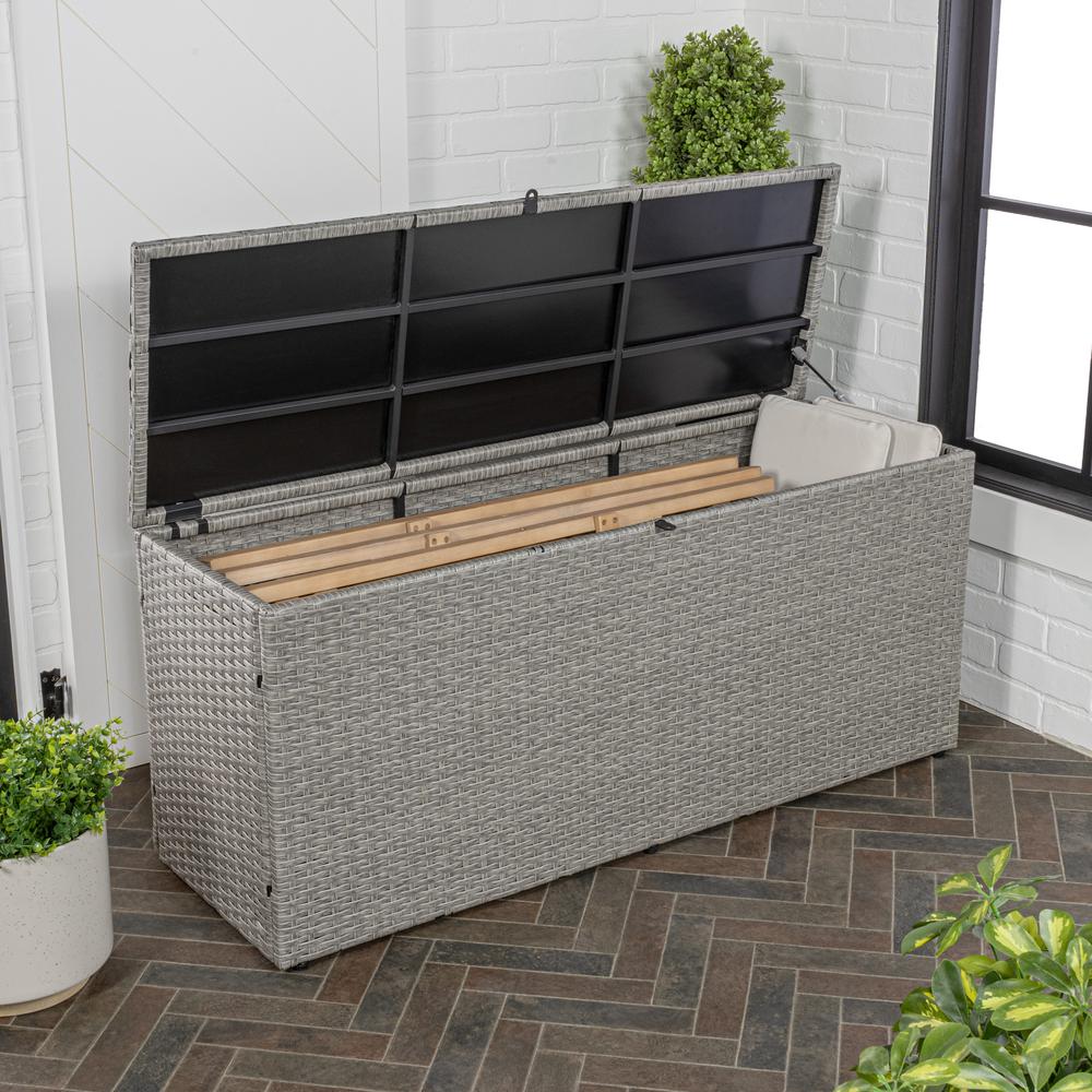 Nino Modern Minimalist Outdoor Faux Wicker Deck And Patio Storage Box. Picture 2