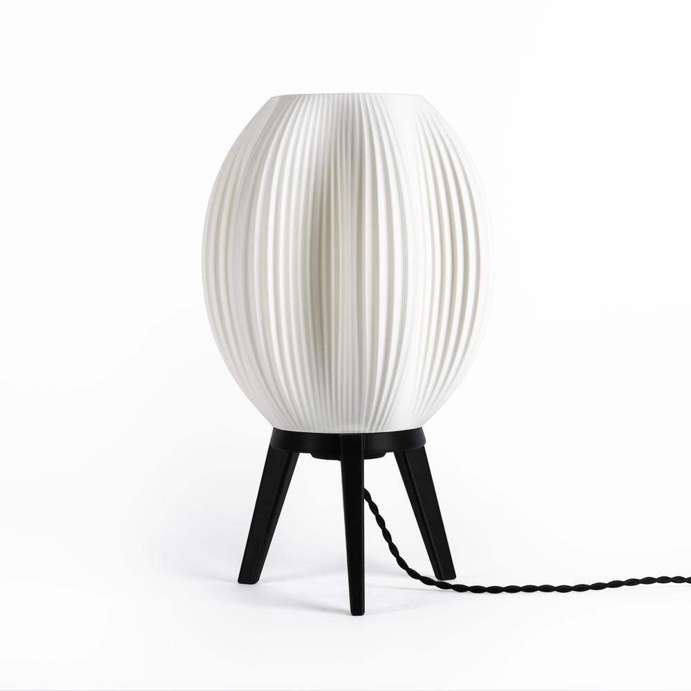 Wavy Modern Contemporary Plant-Based PLA 3D Printed Dimmable LED Table Lamp. Picture 2