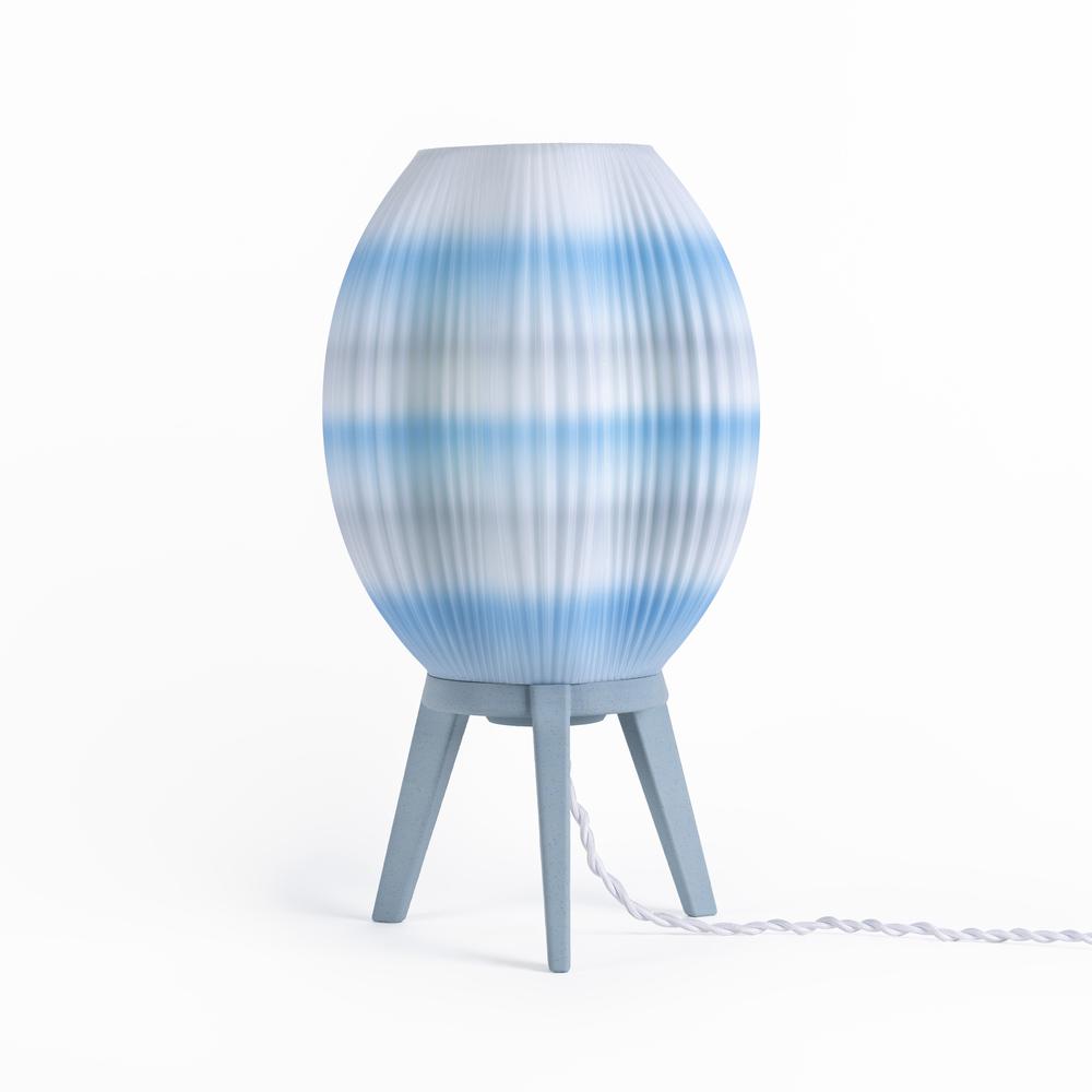 Plant-Based Pla 3D Printed Dimmable Led Table Lamp, Blue/White. Picture 2