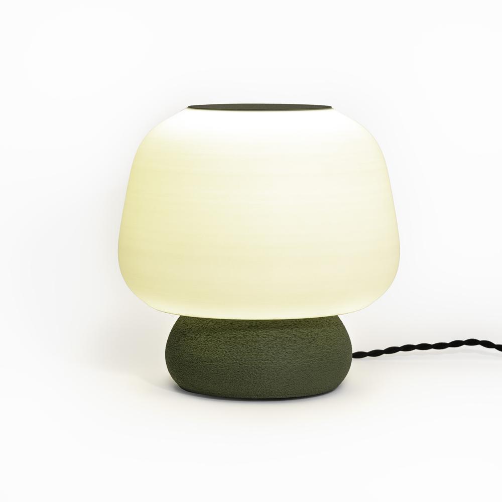 Plant-Based Pla 3D Printed Dimmable Led Table Lamp, White/Green. Picture 1