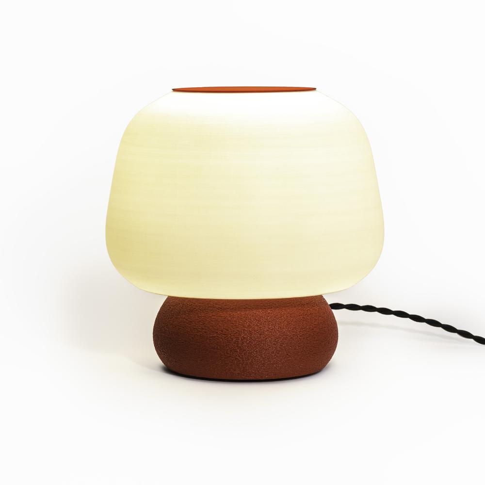 Plant-Based Pla 3D Printed Dimmable Led Table Lamp, White/Red. Picture 1