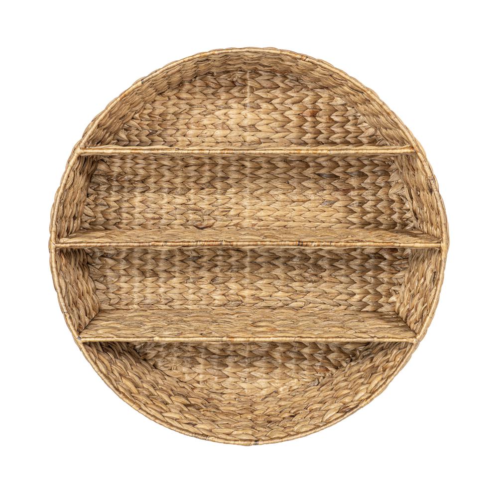 Annulus 3-Shelf Circular Handwoven Hyacinth Wall Rack. Picture 1