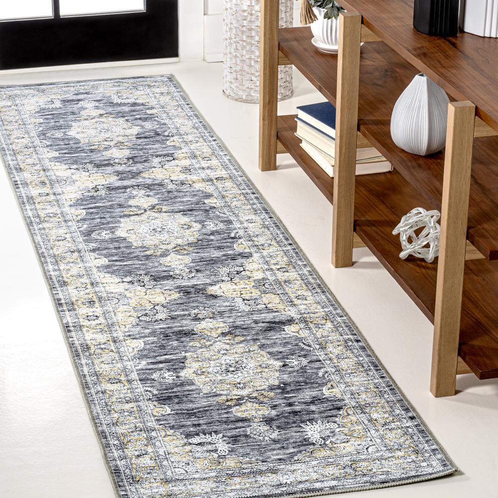 Bausch Bohemian Distressed Chenille Machine-Washable Runner Rug. Picture 6