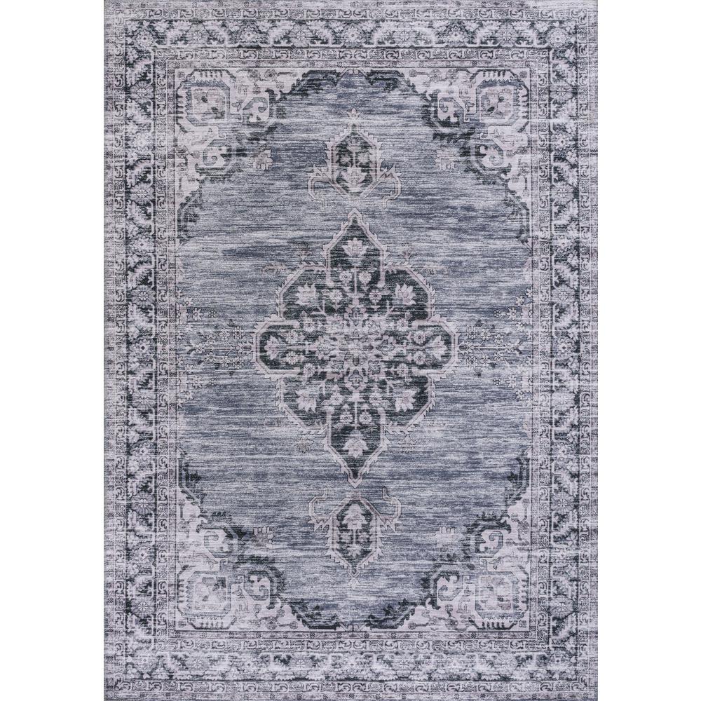 Wincer Chenille Cottage Medallion Machine-Washable Area Rug. Picture 1