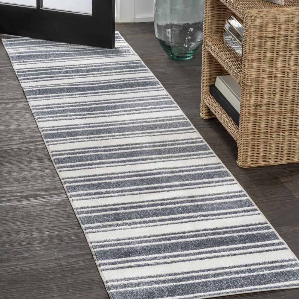 Fawning Two-Tone Striped Classic Low-Pile Machine-Washable Area Rug. Picture 7
