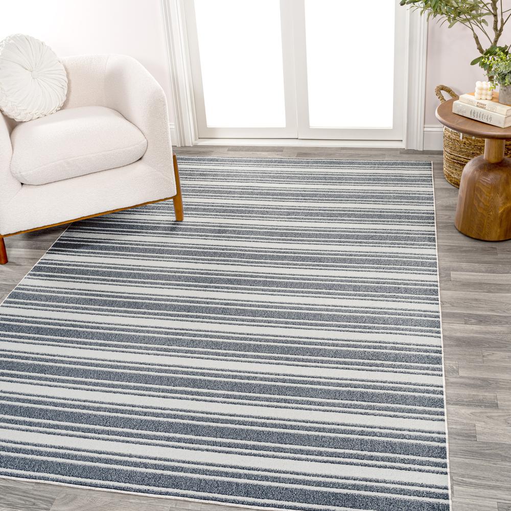 Fawning Two-Tone Striped Classic Low-Pile Machine-Washable Area Rug. Picture 7
