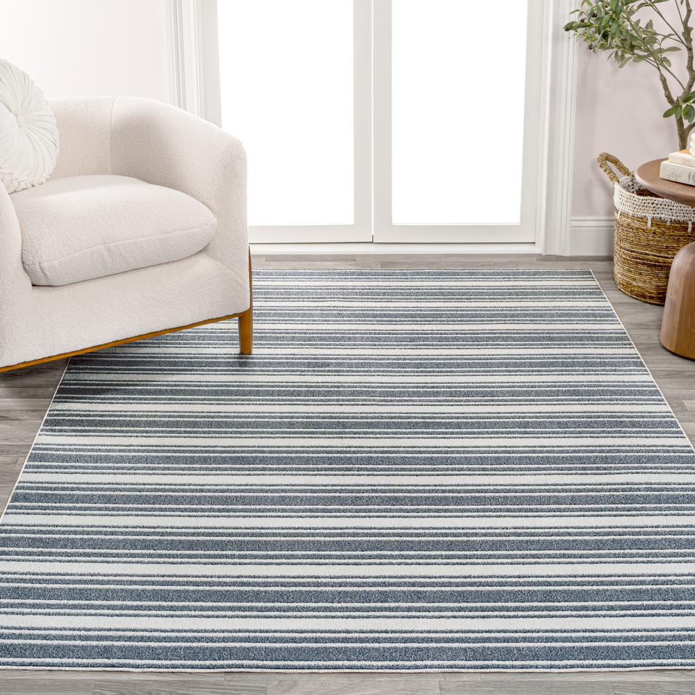 Fawning Two-Tone Striped Classic Low-Pile Machine-Washable Area Rug. Picture 8