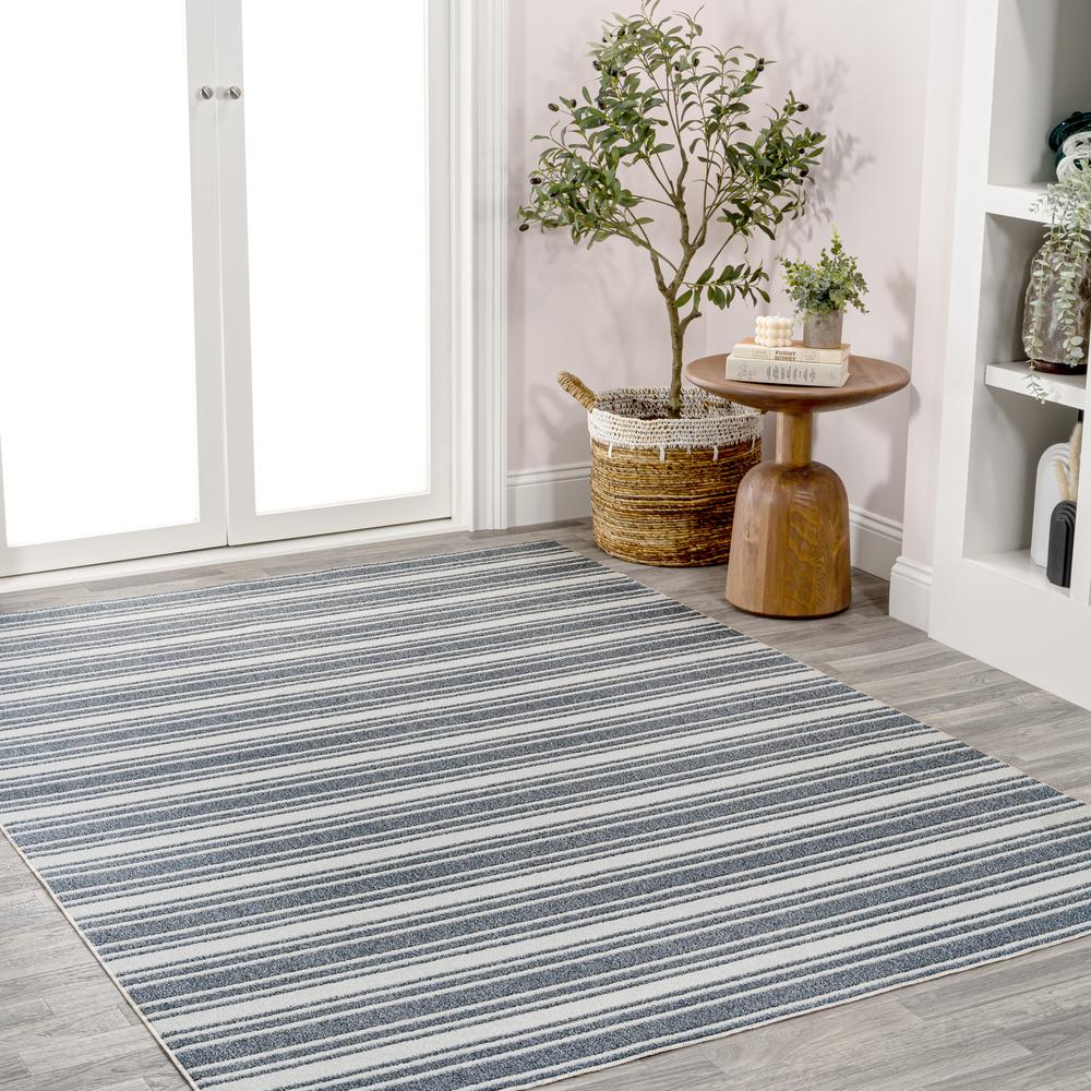Fawning Two-Tone Striped Classic Low-Pile Machine-Washable Area Rug. Picture 9