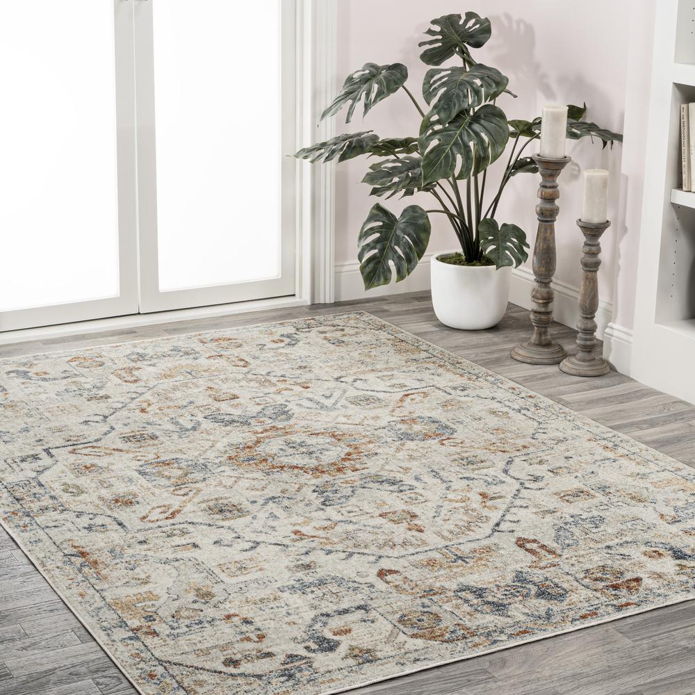 Shaemus Bohemian Medallion Low-Pile Machine-Washable Area Rug. Picture 9