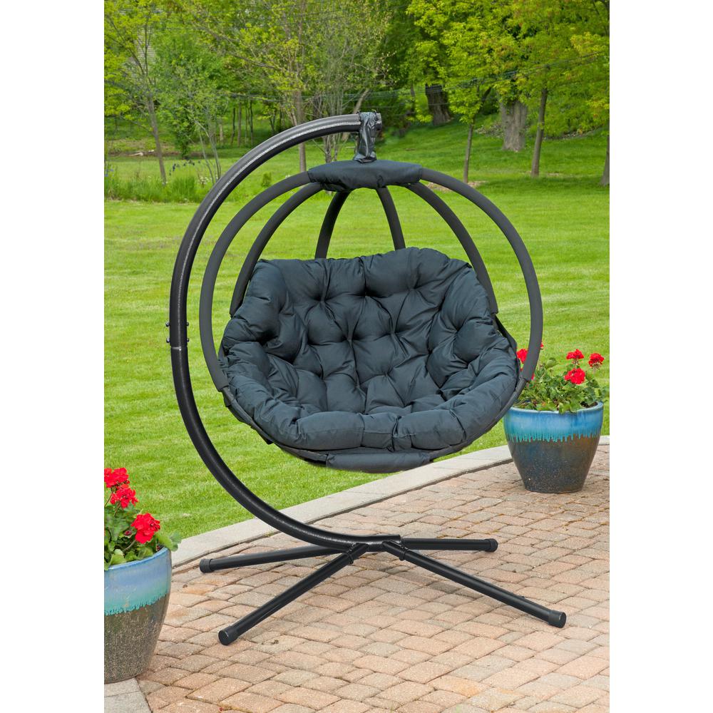 Hanging Ball Chair w/ Stand - Overland Black. Picture 2