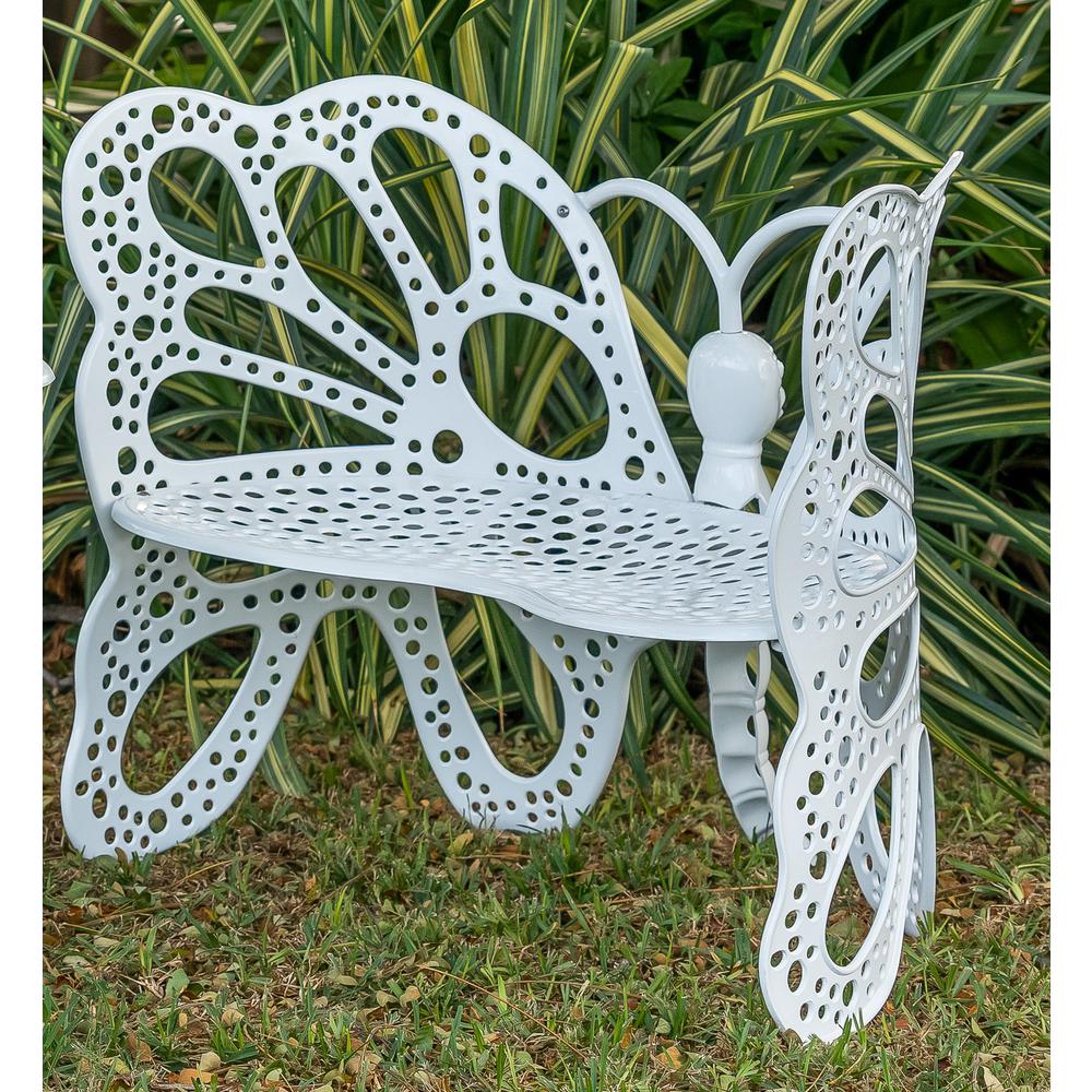 Butterfly Bench White. Picture 3