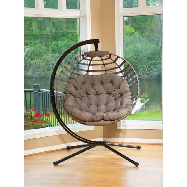 Hanging Ball Chair w/ Stand - Modern Sand. Picture 4