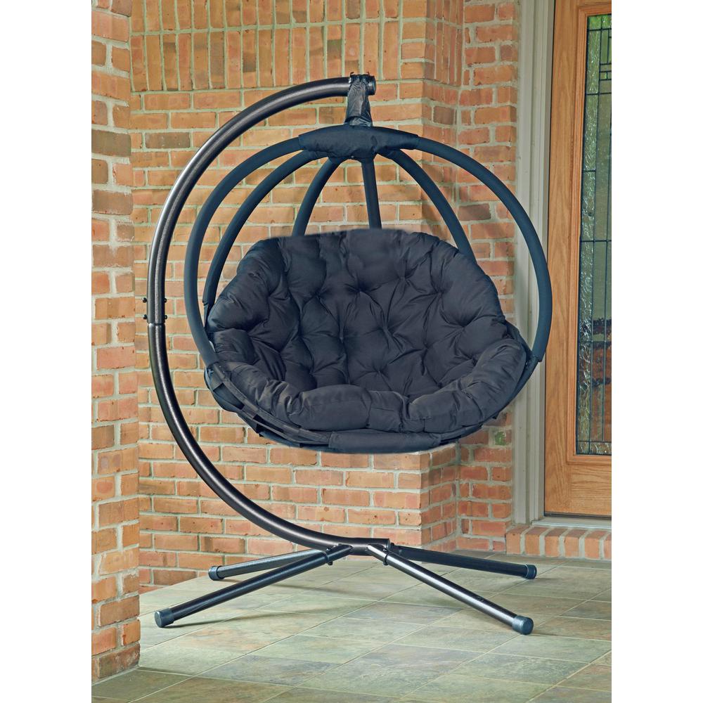 Hanging Ball Chair w/ Stand - Overland Black. Picture 3