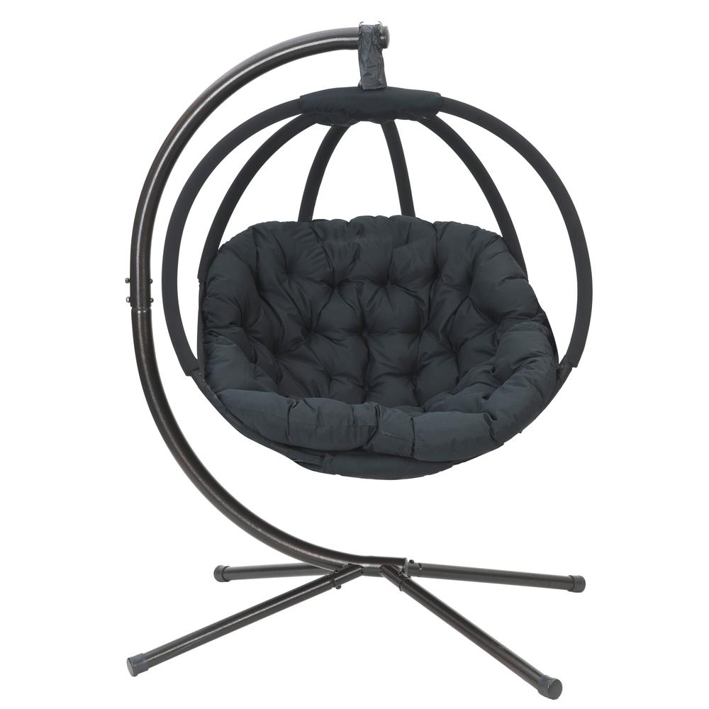 Hanging Ball Chair w/ Stand - Overland Black. Picture 1