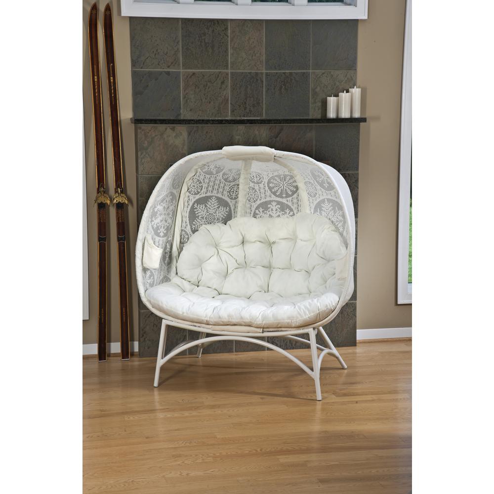 Cozy Pumpkin Loveseat in Snowflake White. Picture 2