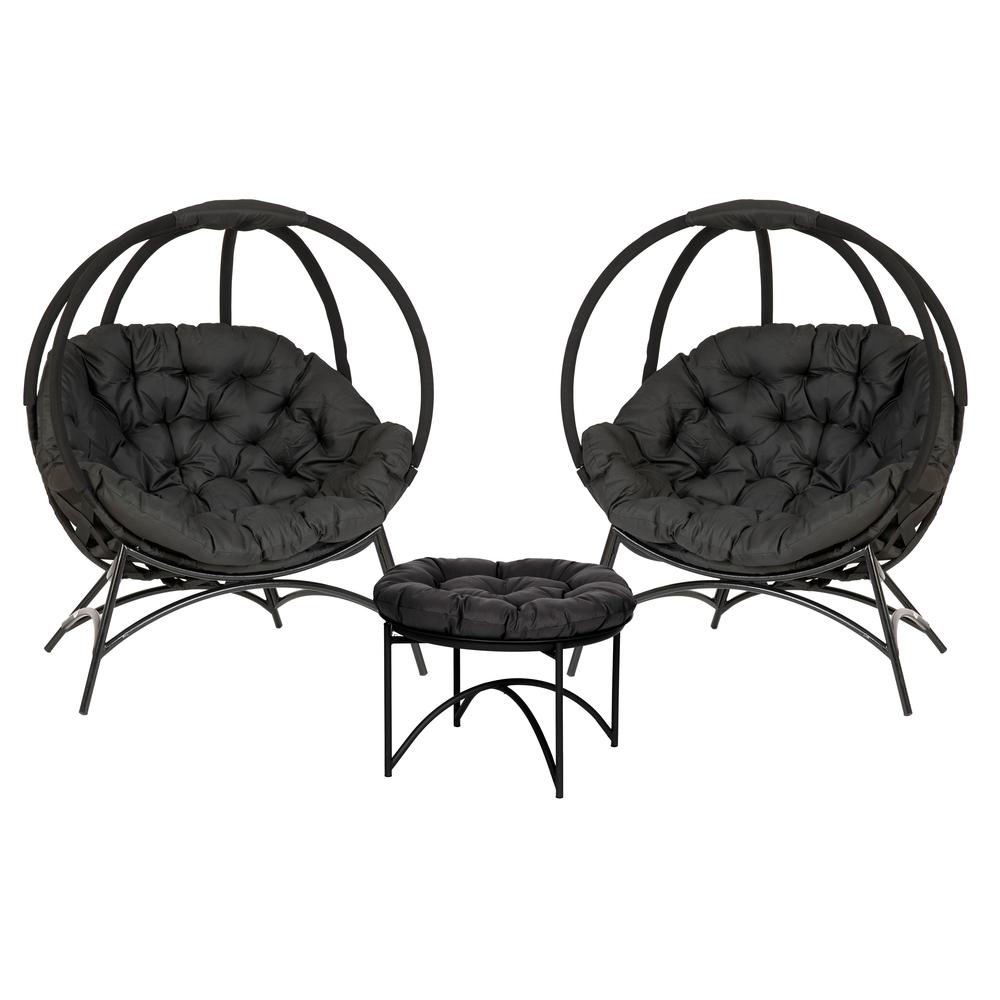 Cozy Ball Chair Conversation Set in Overland Black. Picture 1