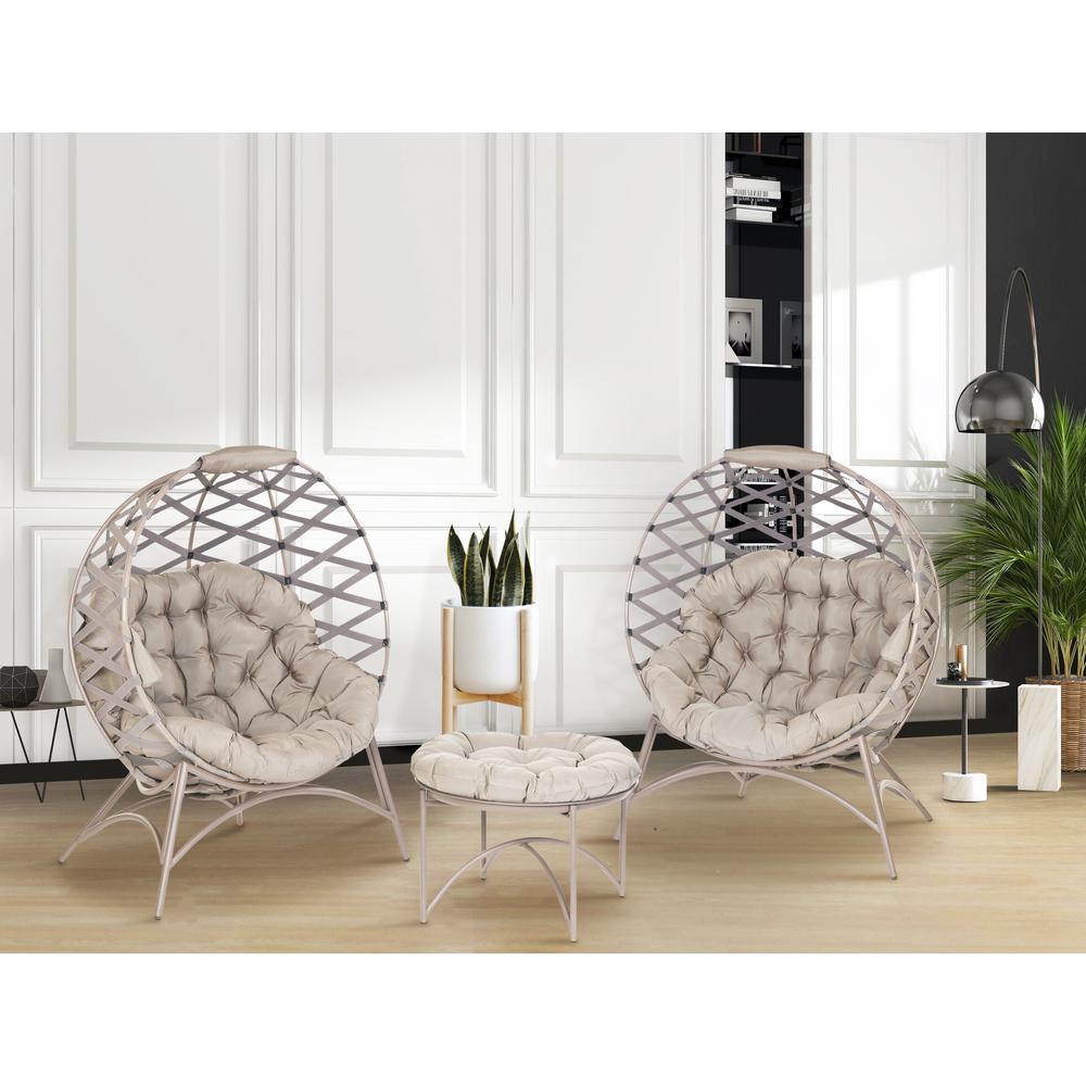 Cozzy Ball Chair Conversation Set in Crossweave Sand. Picture 2