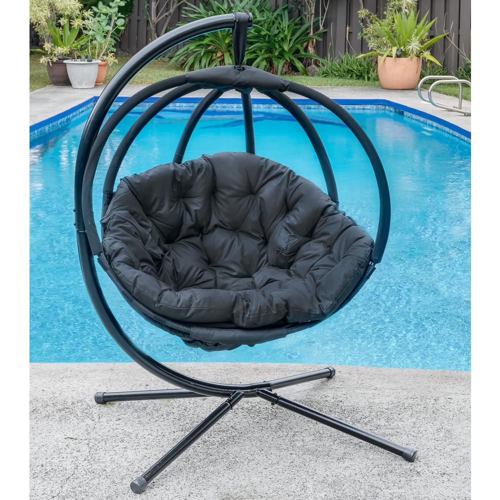 Hanging Ball Chair w/ Stand - Overland Black. Picture 5