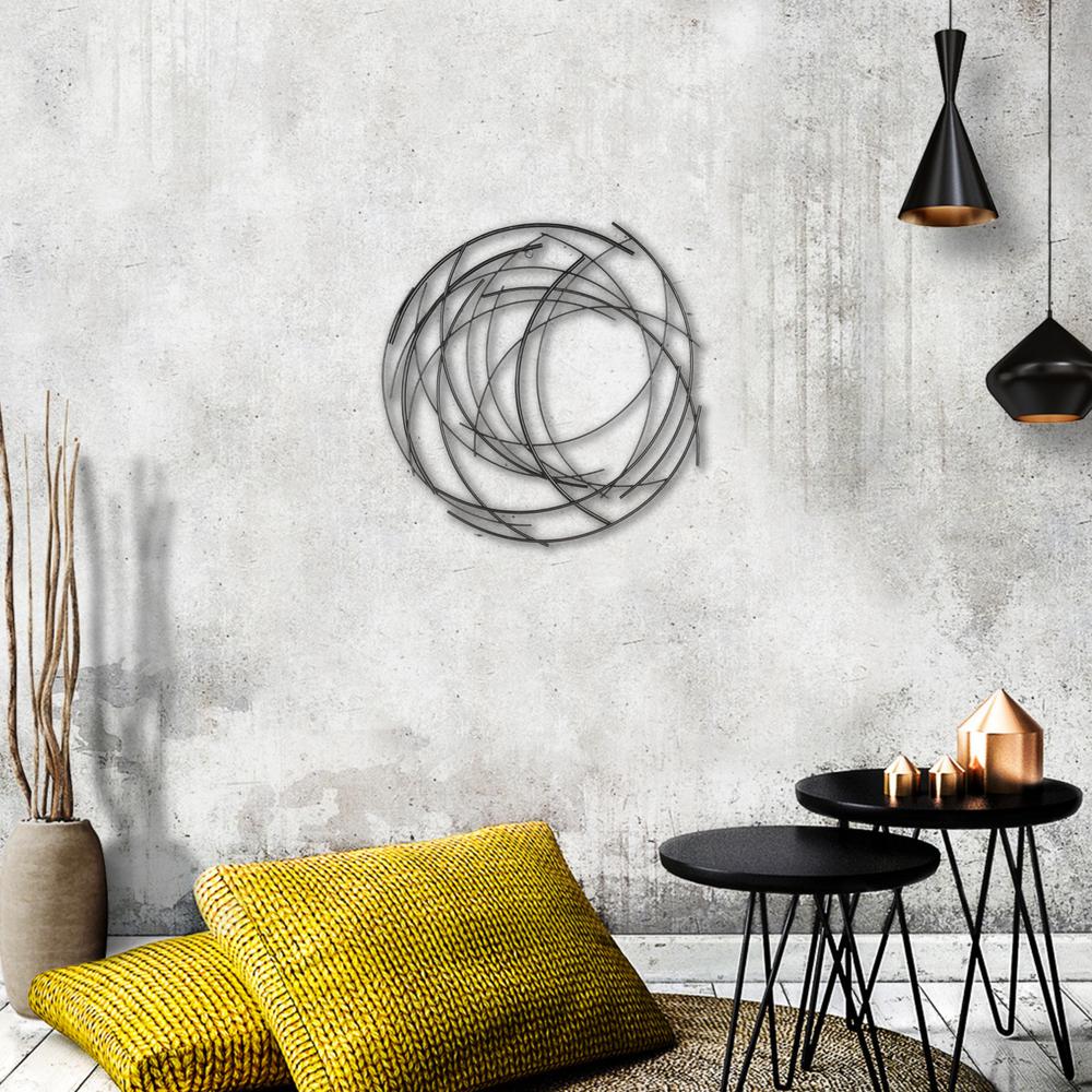 Denine Black Abstract Round Wall Art. Picture 7