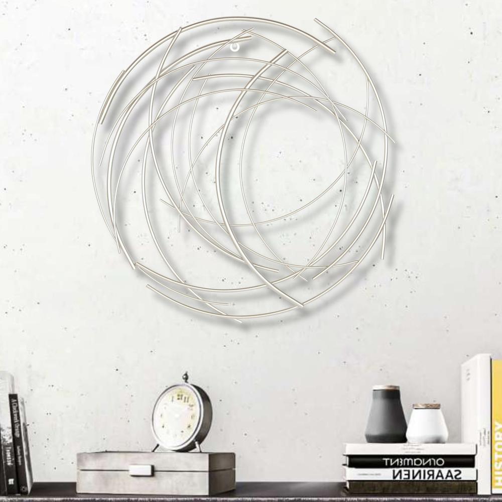 Denine Silver Abstract Round Wall Art. Picture 6