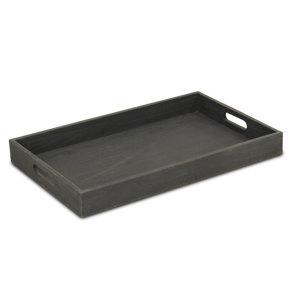 Ena Black Wood Table Tray. Picture 1