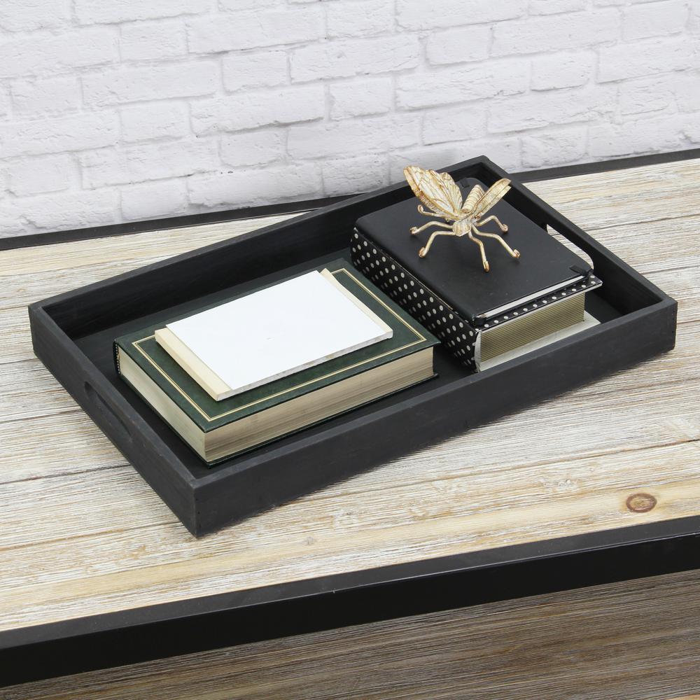 Ena Black Wood Table Tray. Picture 5