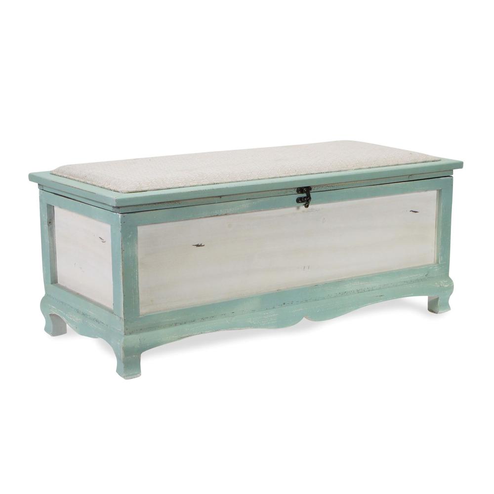 Shabby Bench Chest with Seat Cushion. Picture 1