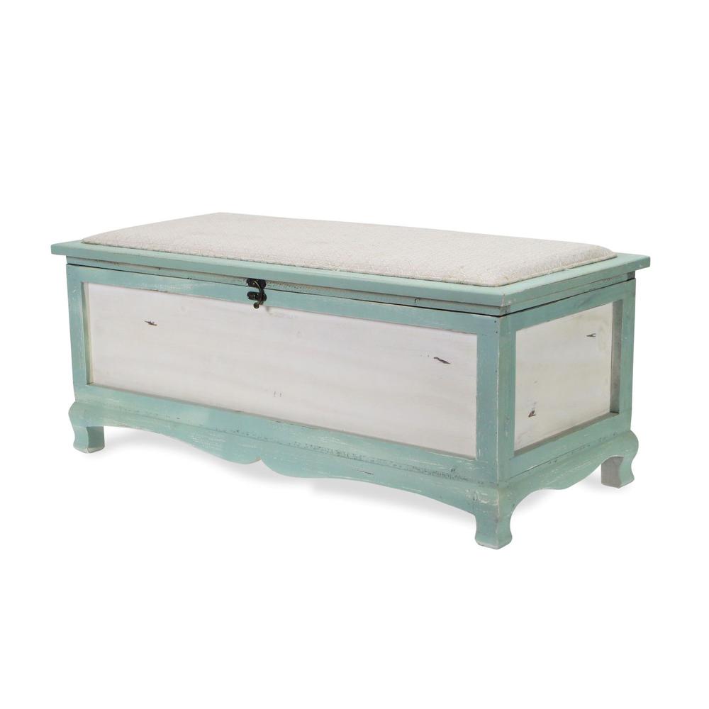 Shabby Bench Chest with Seat Cushion. Picture 2