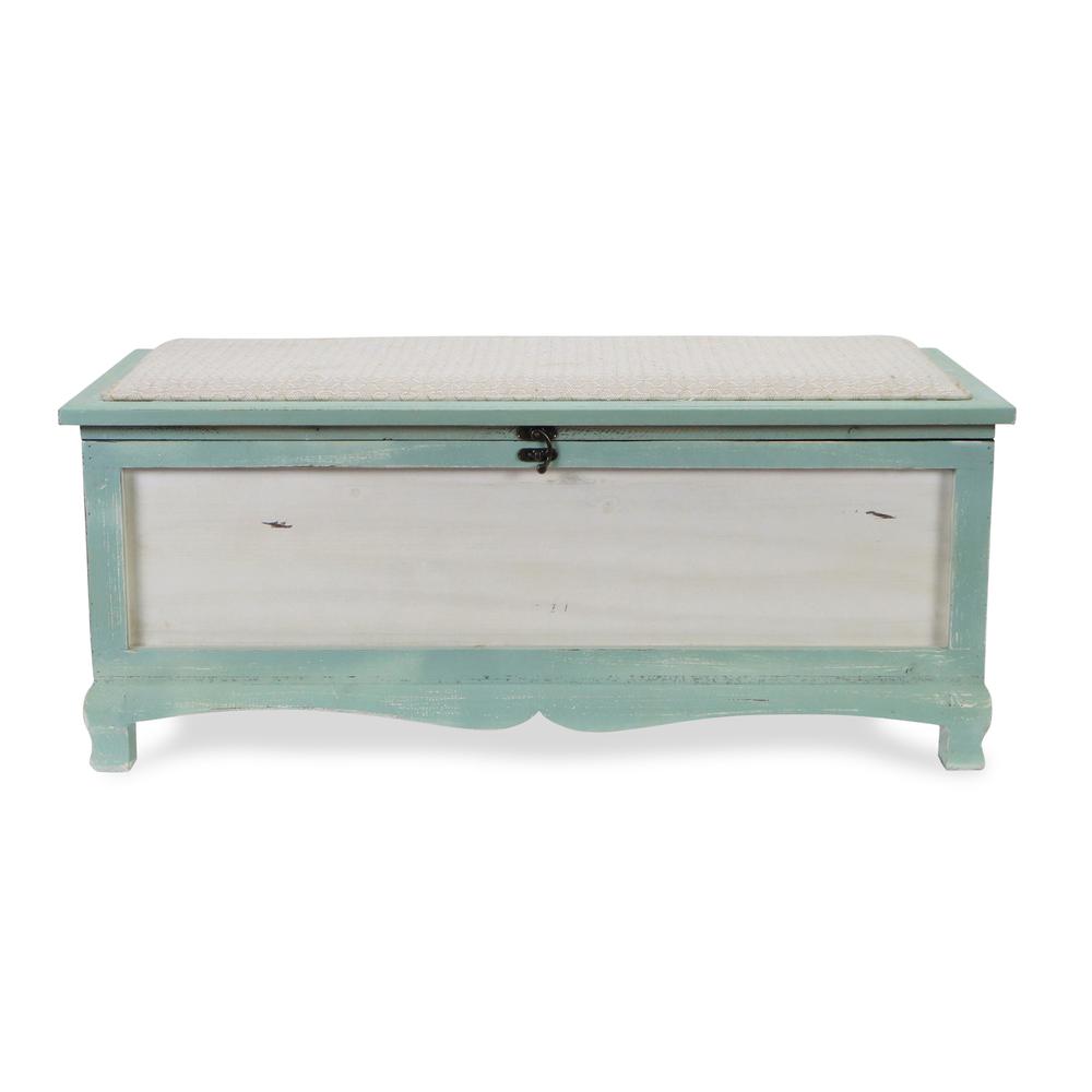 Shabby Bench Chest with Seat Cushion. Picture 3