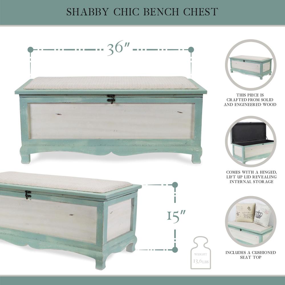 Shabby Bench Chest with Seat Cushion. Picture 8
