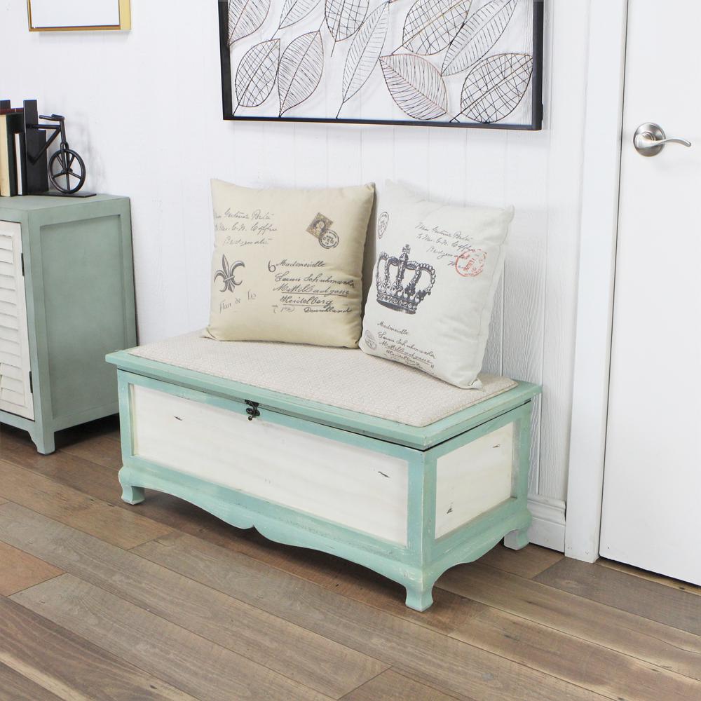 Shabby Bench Chest with Seat Cushion. Picture 9