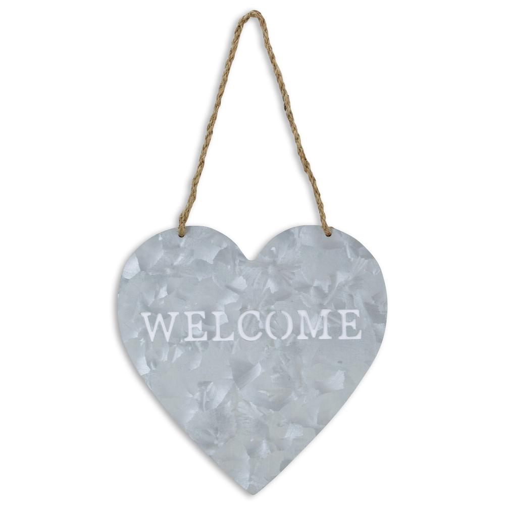 Metal Heart Shaped Hanging "Welcome". Picture 1