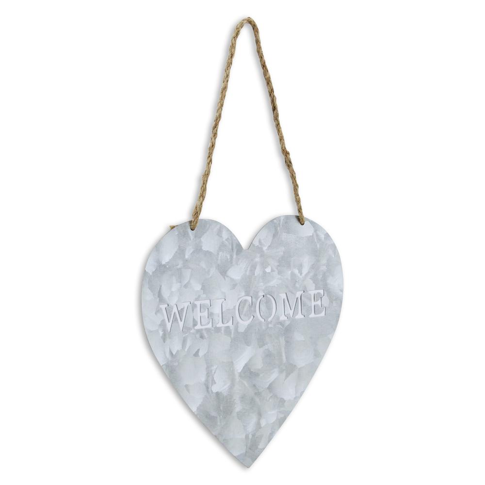 Metal Heart Shaped Hanging "Welcome". Picture 2