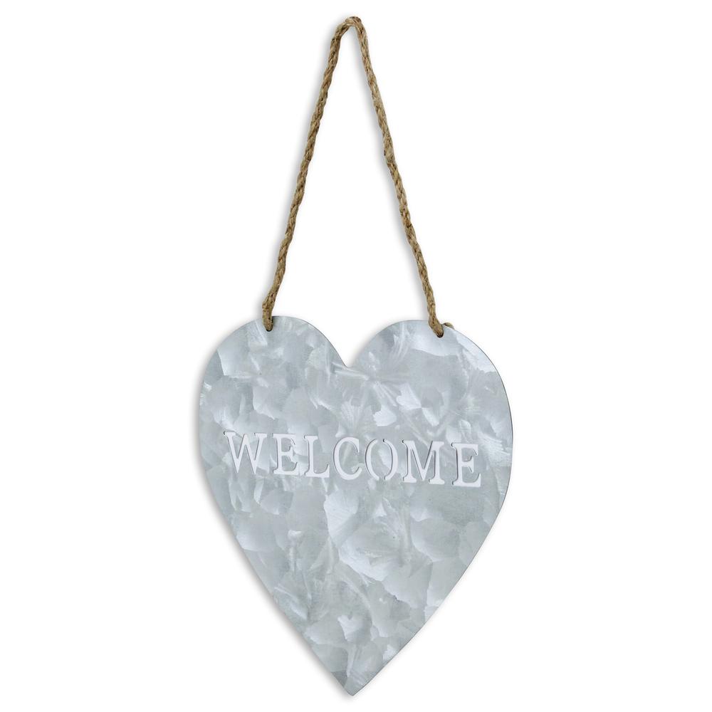 Metal Heart Shaped Hanging "Welcome". Picture 3