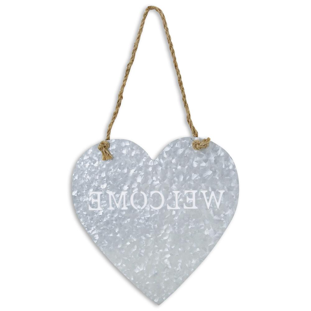 Metal Heart Shaped Hanging "Welcome". Picture 4
