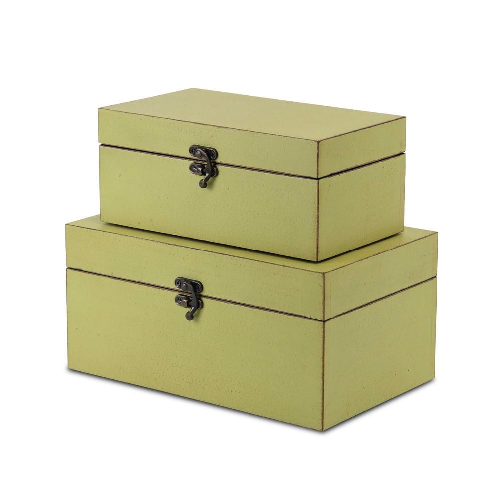 Set of 2 Green Finished Storage Boxes. Picture 2