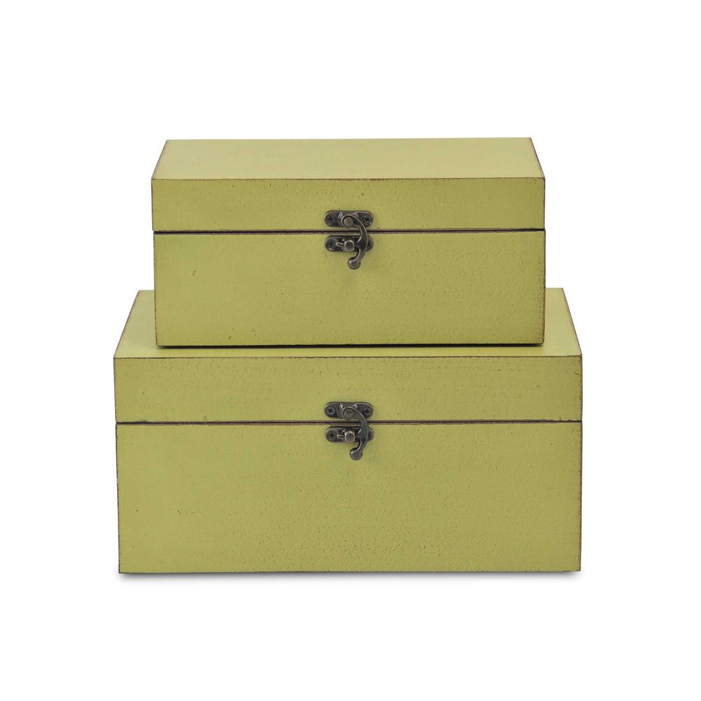 Set of 2 Green Finished Storage Boxes. Picture 3