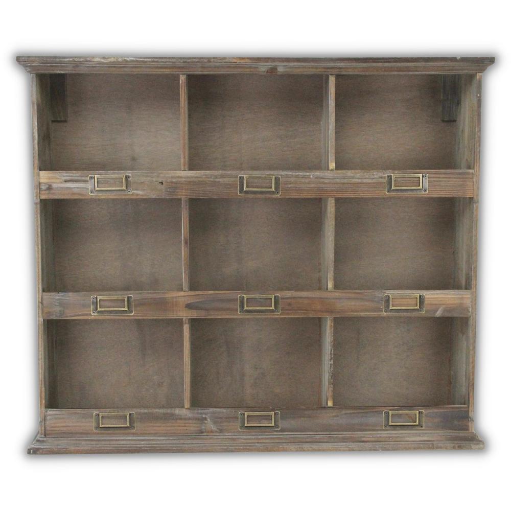 Wooden Wall Storage Shelf with 9 Cubbies. Picture 1