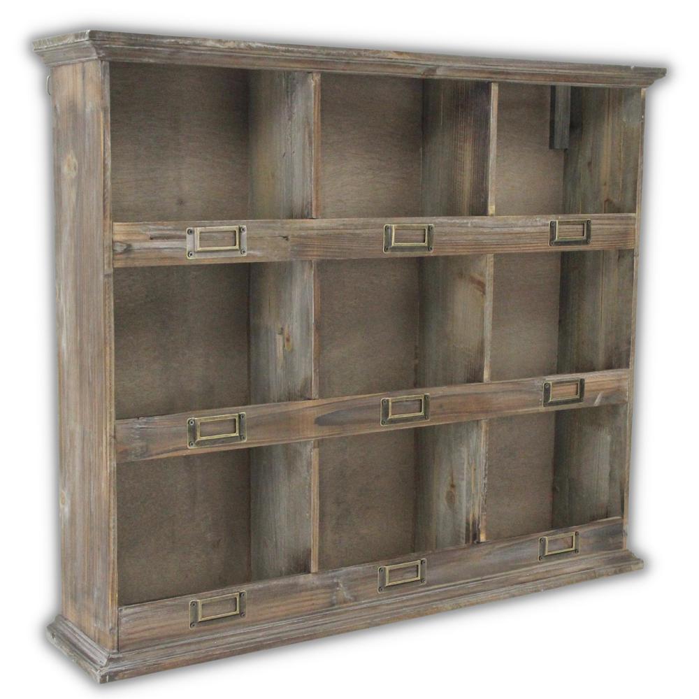Wooden Wall Storage Shelf with 9 Cubbies. Picture 2