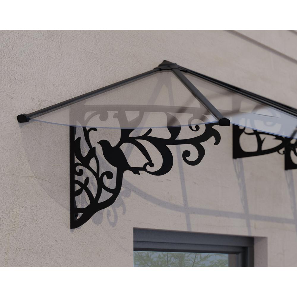 Lily 2642 9' x 3' Awning - Black/Clear. Picture 5