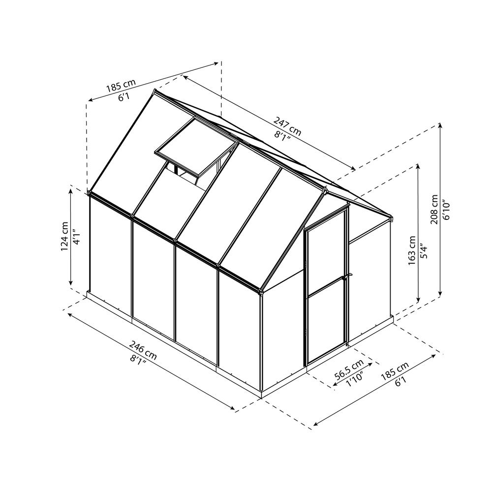 Mythos 6' x 8' Greenhouse - Gray. Picture 4