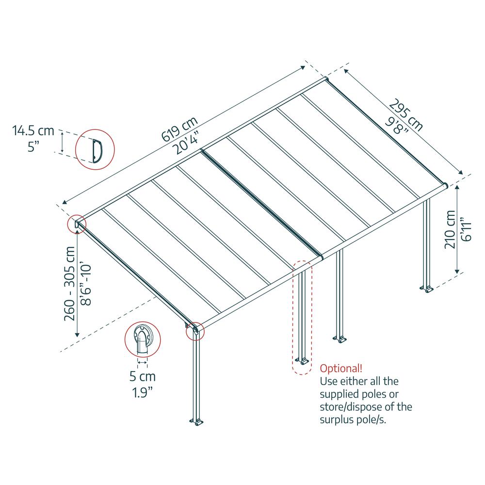Olympia 10' x 20' Patio Cover - Gray/Bronze. Picture 12