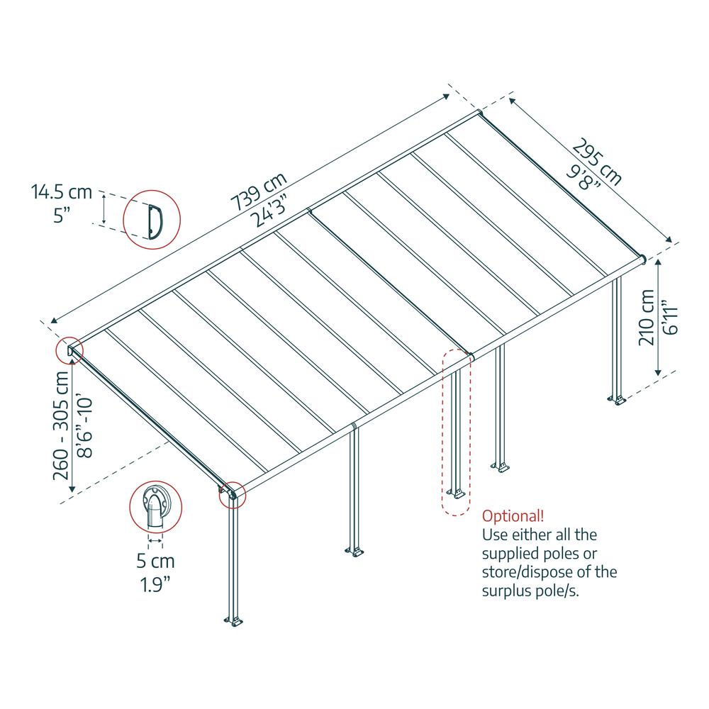 Olympia 10' x 24' Patio Cover - Gray/Bronze. Picture 12