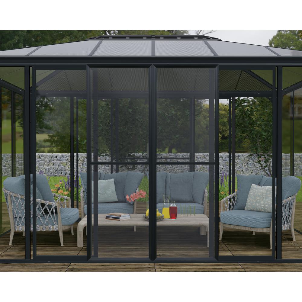 SanRemo 10' x 10' Patio Enclosure - Gray/Clear with Screen Doors (6). Picture 5