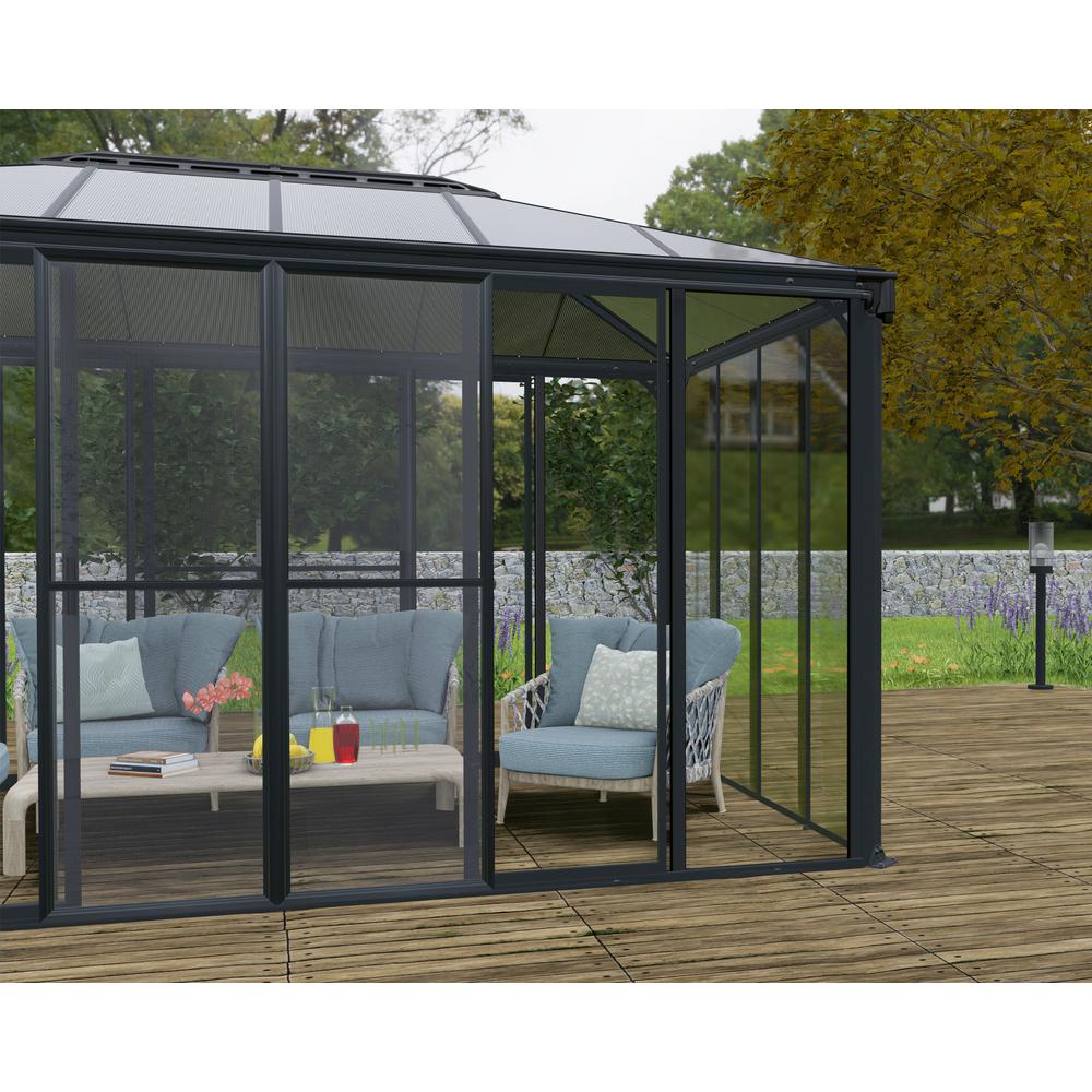 SanRemo 10' x 10' Patio Enclosure - Gray/Clear with Screen Doors (6). Picture 7