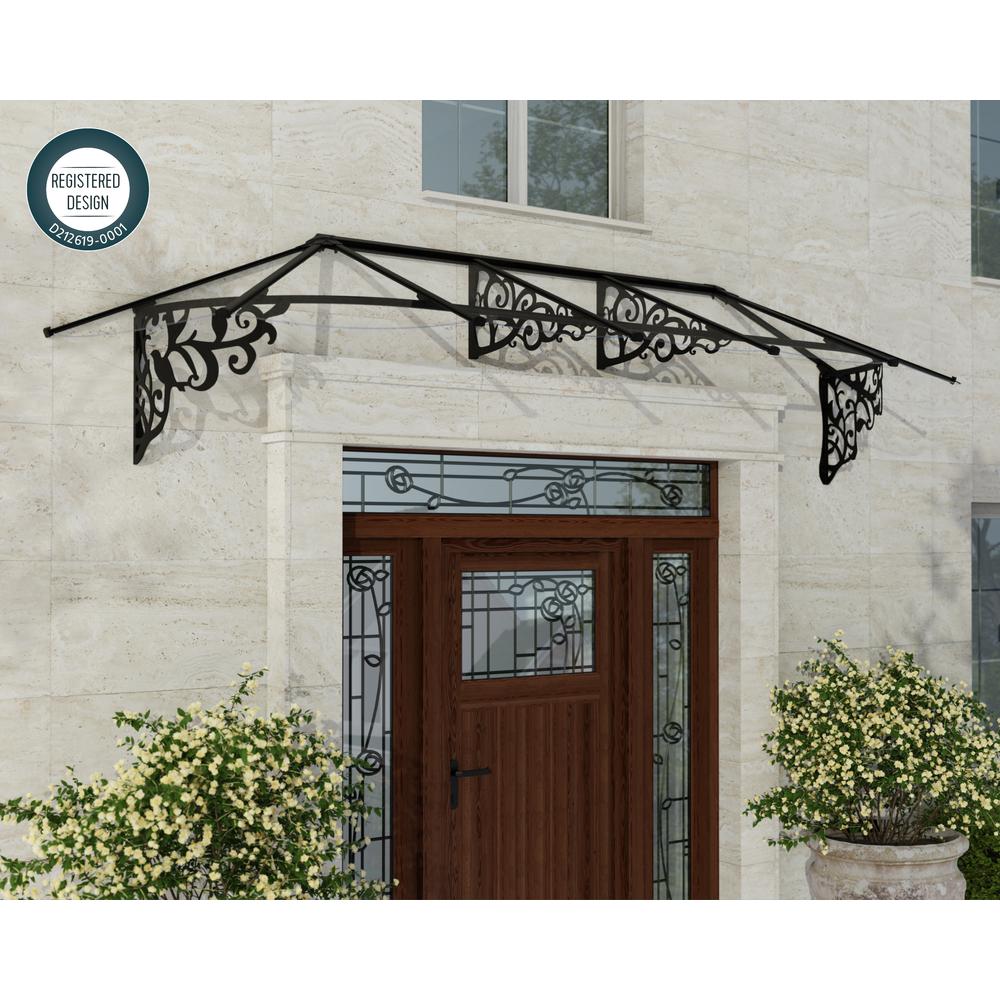 Lily 3154 11' x 3' Awning - Black/Clear. Picture 6