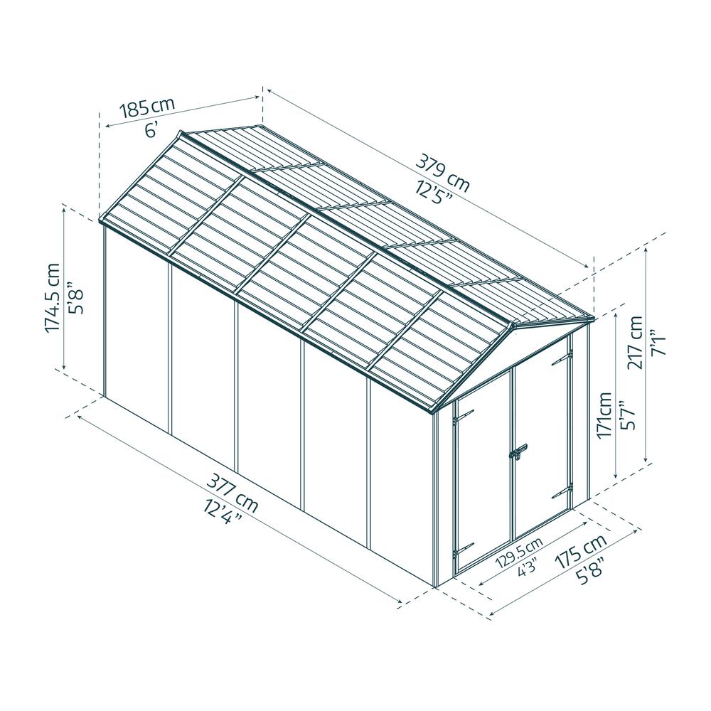 Rubicon 6' x 12' Shed - Gray. Picture 18